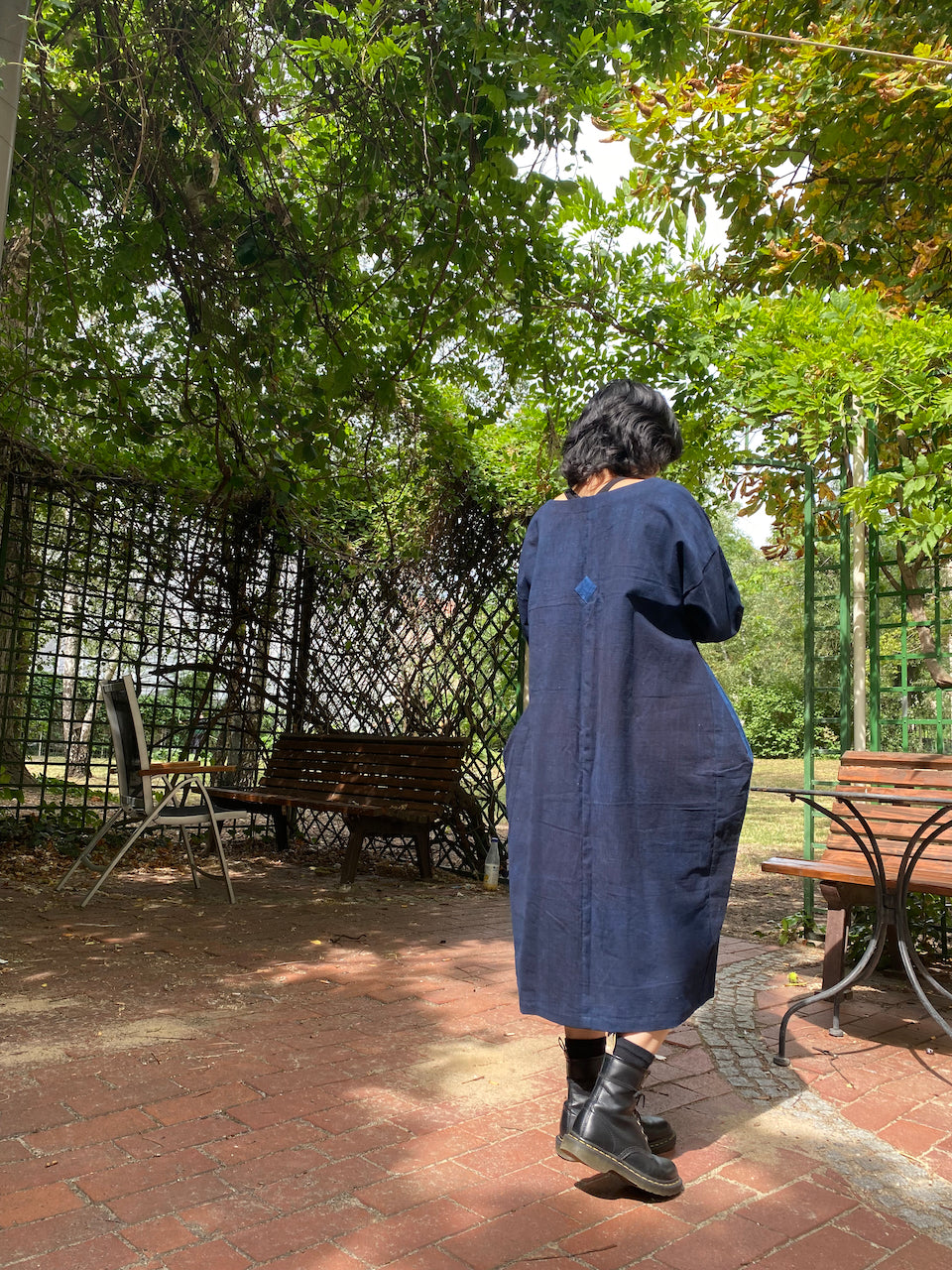 Eco-Friendly Indigo Patchwork Dress – Uniting Art, Culture, and Fashion