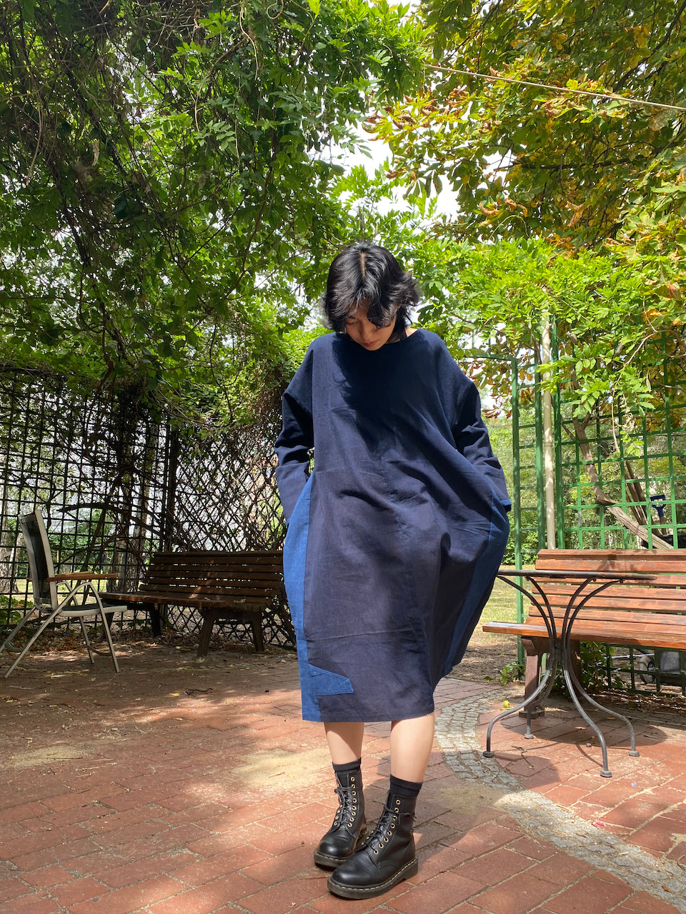Eco-Friendly Indigo Patchwork Dress – Uniting Art, Culture, and Fashion