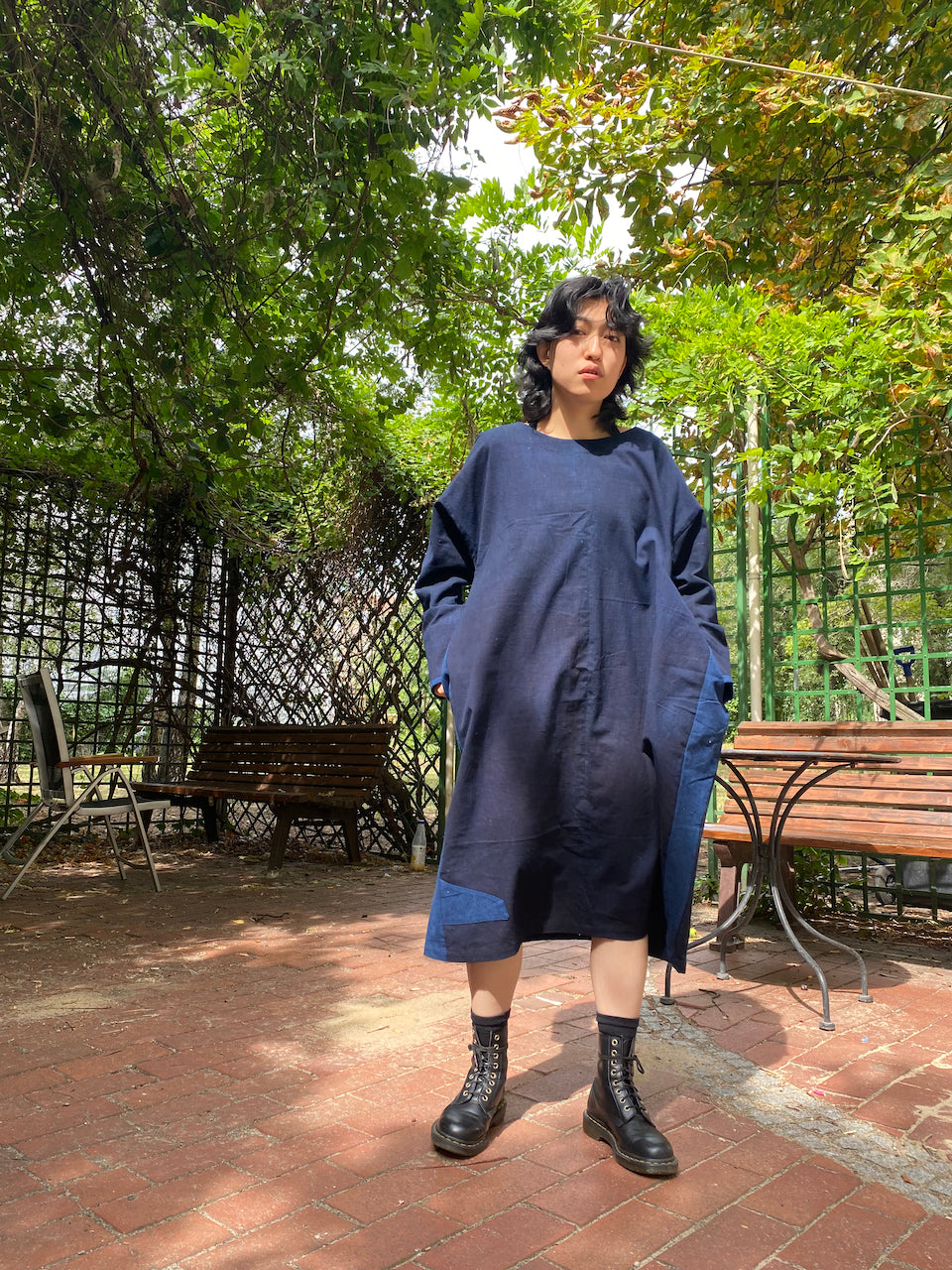 Eco-Friendly Indigo Patchwork Dress – Uniting Art, Culture, and Fashion