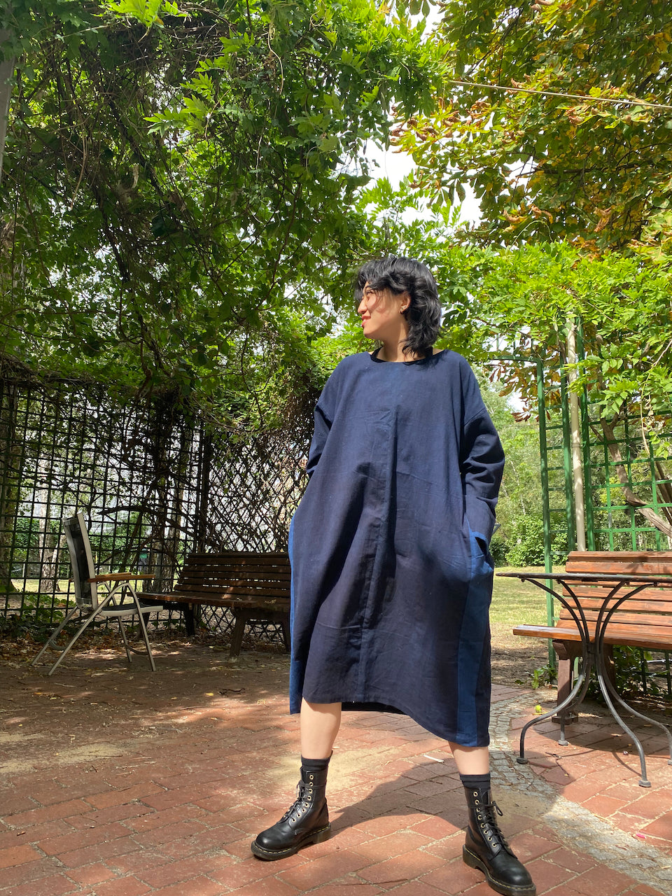 Eco-Friendly Indigo Patchwork Dress – Uniting Art, Culture, and Fashion
