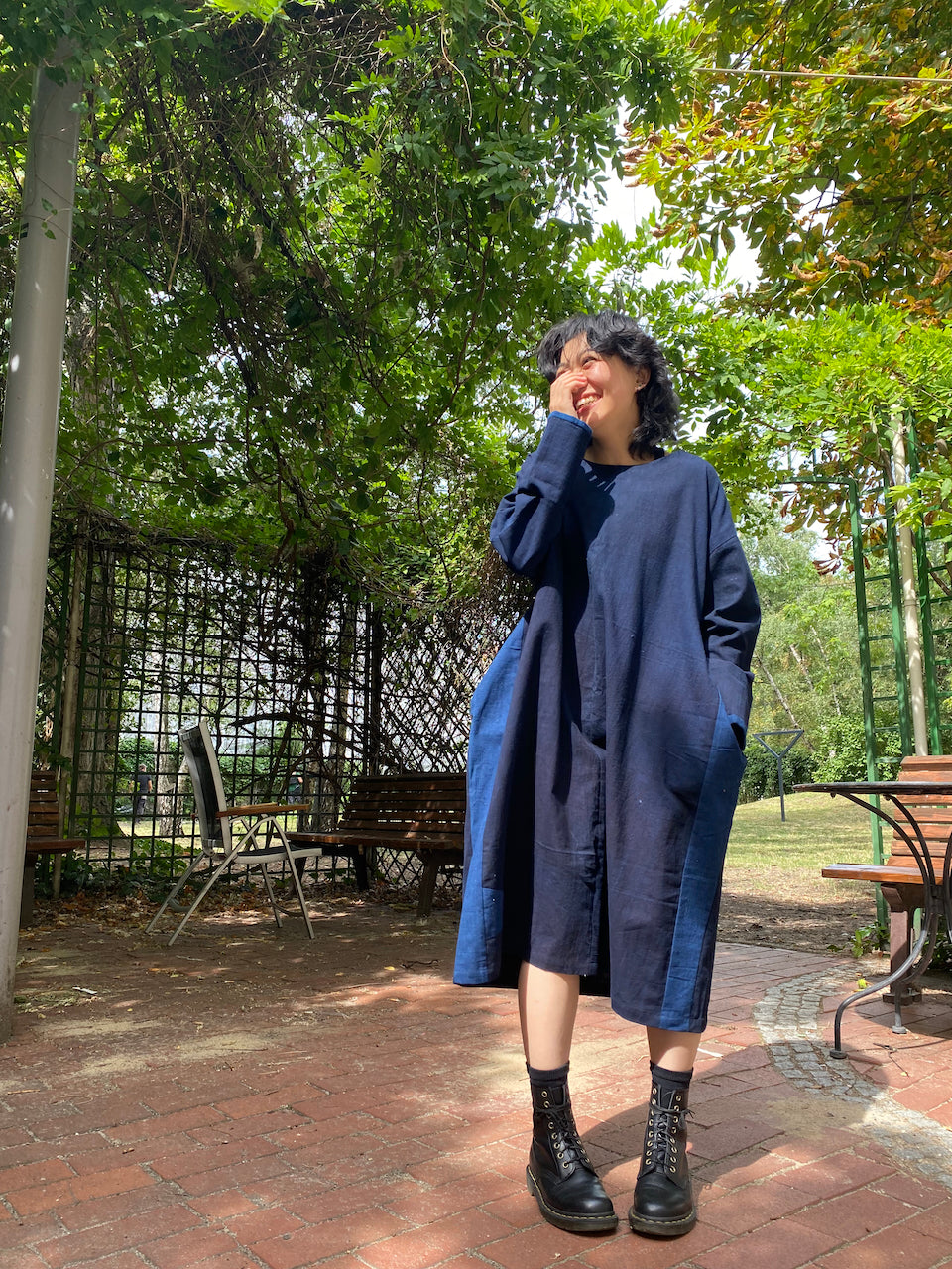 Eco-Friendly Indigo Patchwork Dress – Uniting Art, Culture, and Fashion