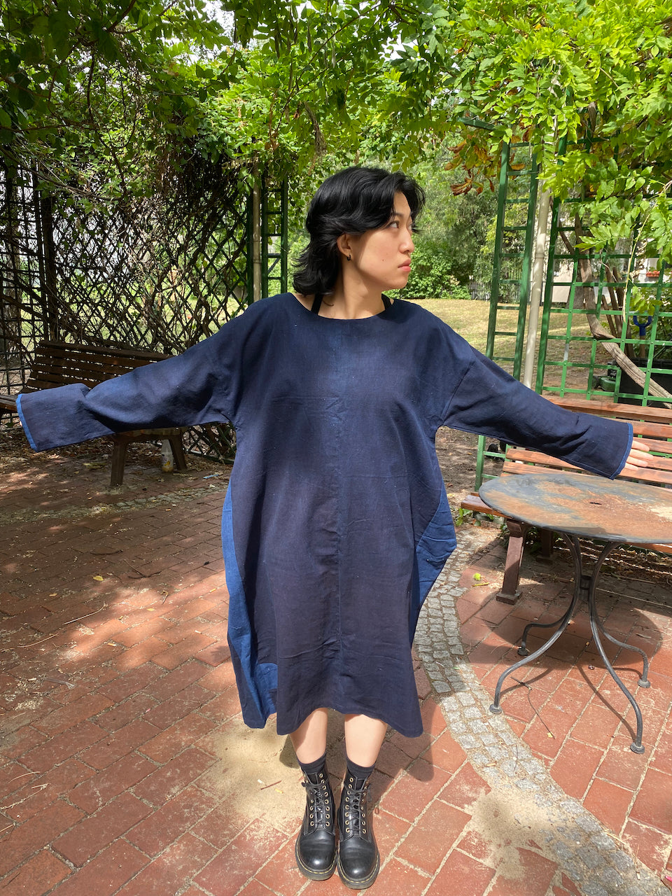 Eco-Friendly Indigo Patchwork Dress – Uniting Art, Culture, and Fashion