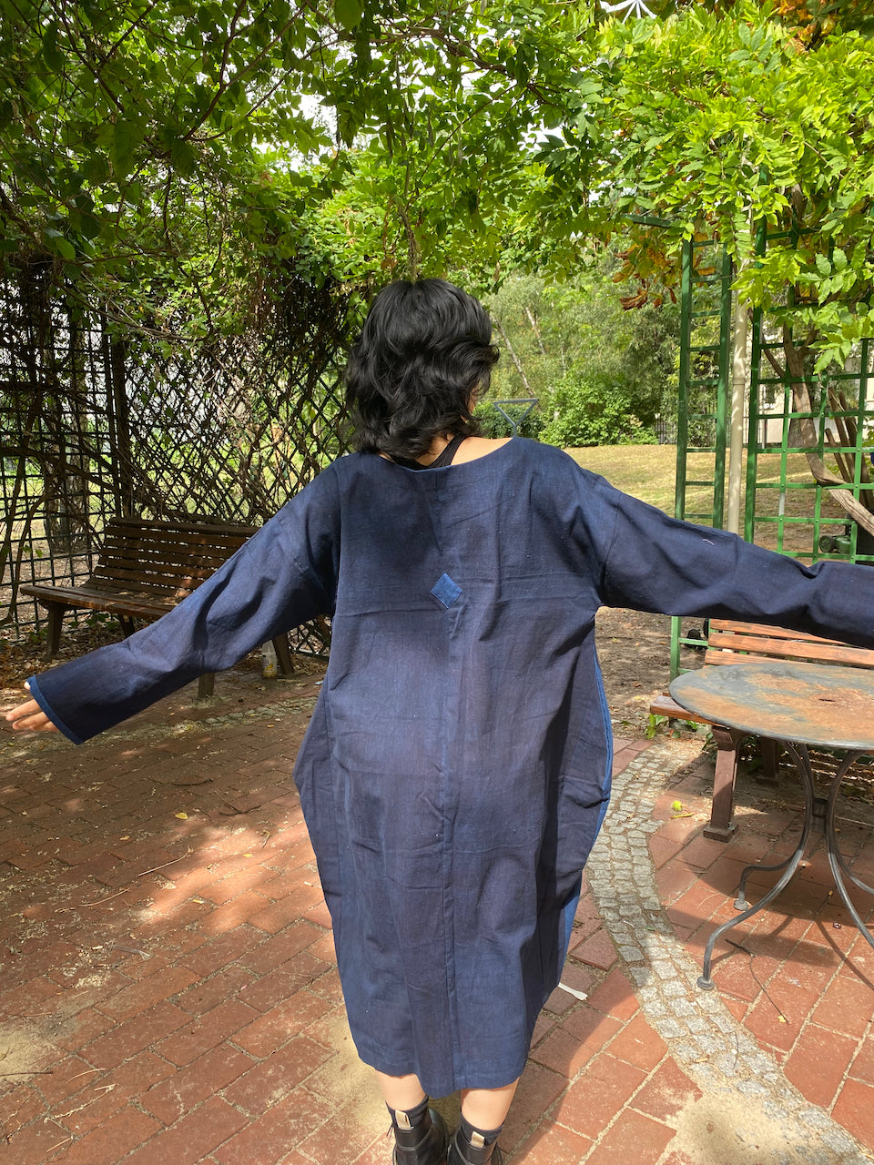 Eco-Friendly Indigo Patchwork Dress – Uniting Art, Culture, and Fashion