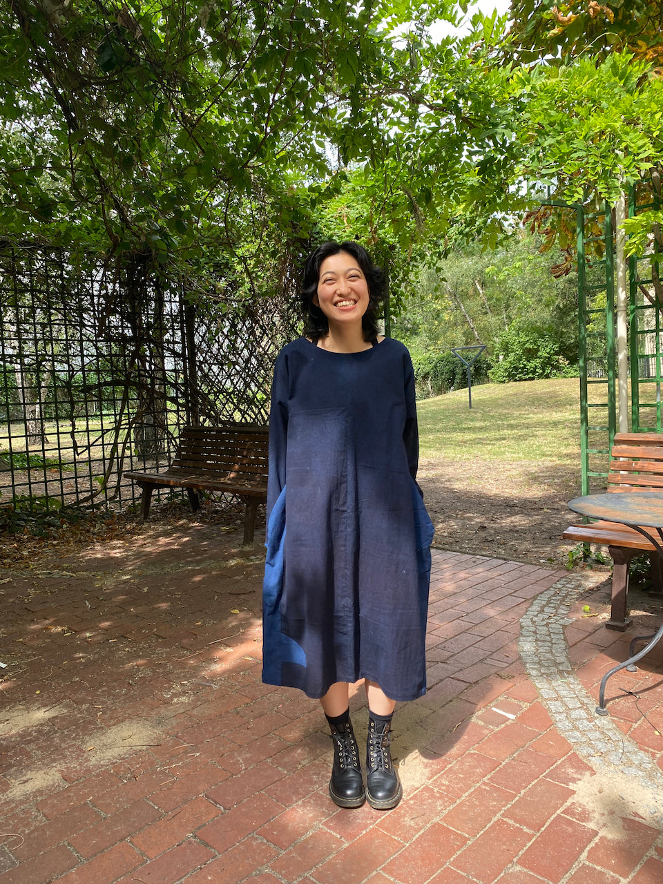 Eco-Friendly Indigo Patchwork Dress – Uniting Art, Culture, and Fashion