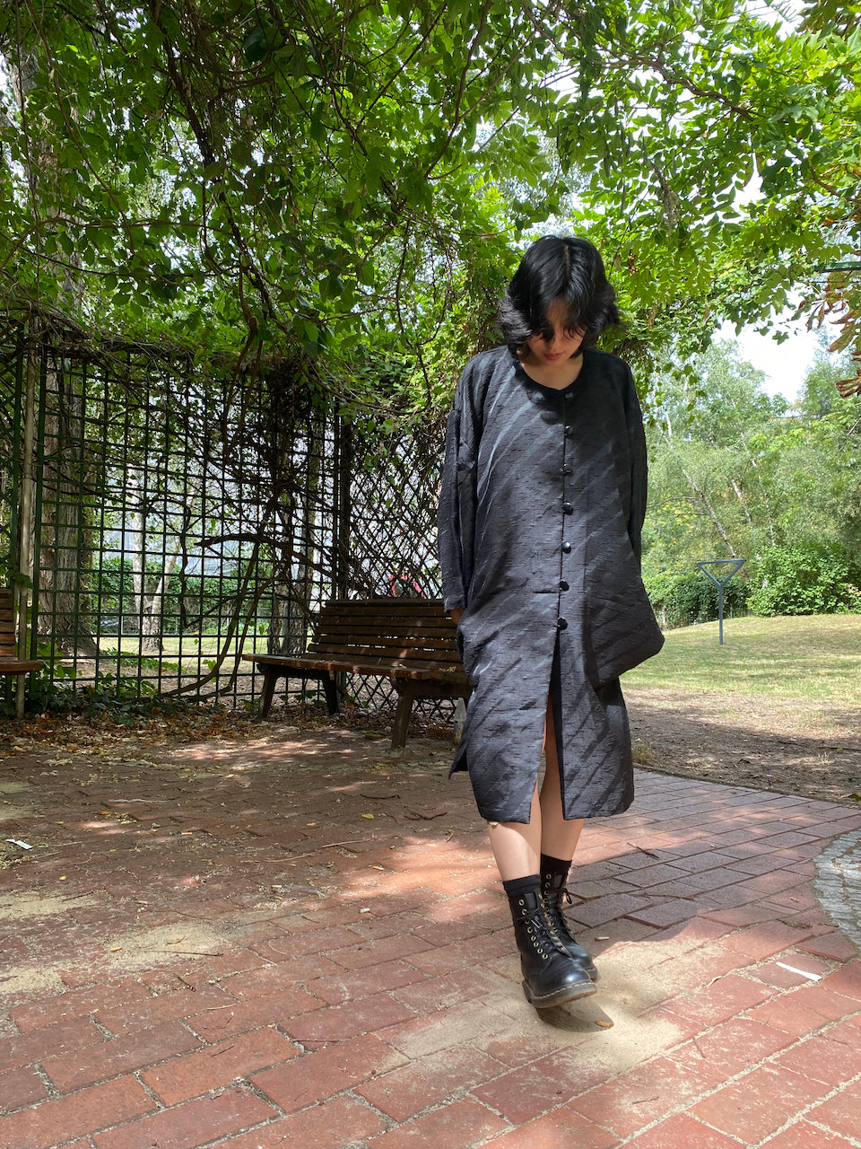 Timeless Elegance: Black Silk Kimono Dress Jacket439