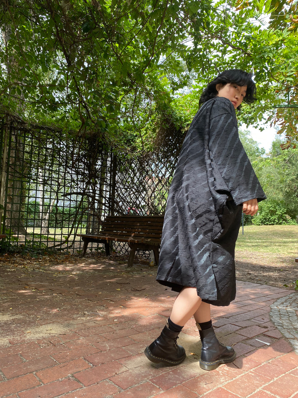 Timeless Elegance: Black Silk Kimono Dress Jacket439