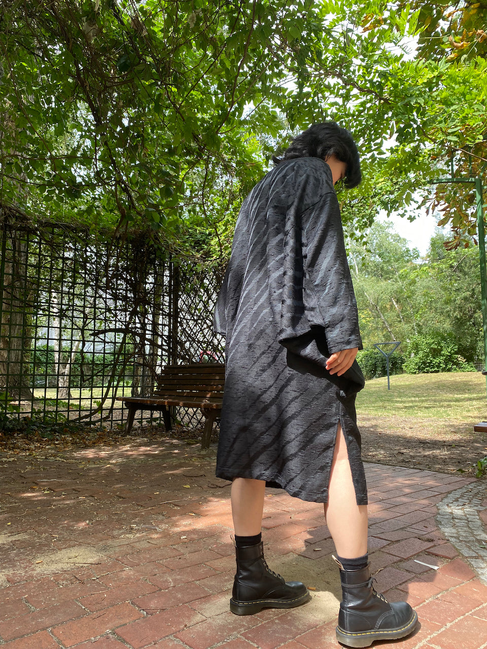Timeless Elegance: Black Silk Kimono Dress Jacket439