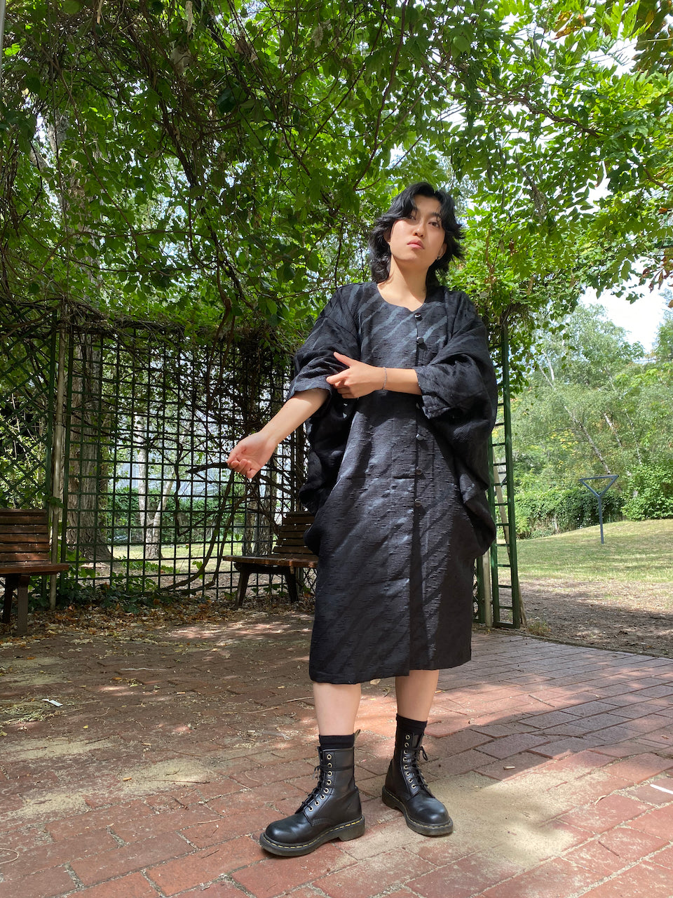 Timeless Elegance: Black Silk Kimono Dress Jacket439