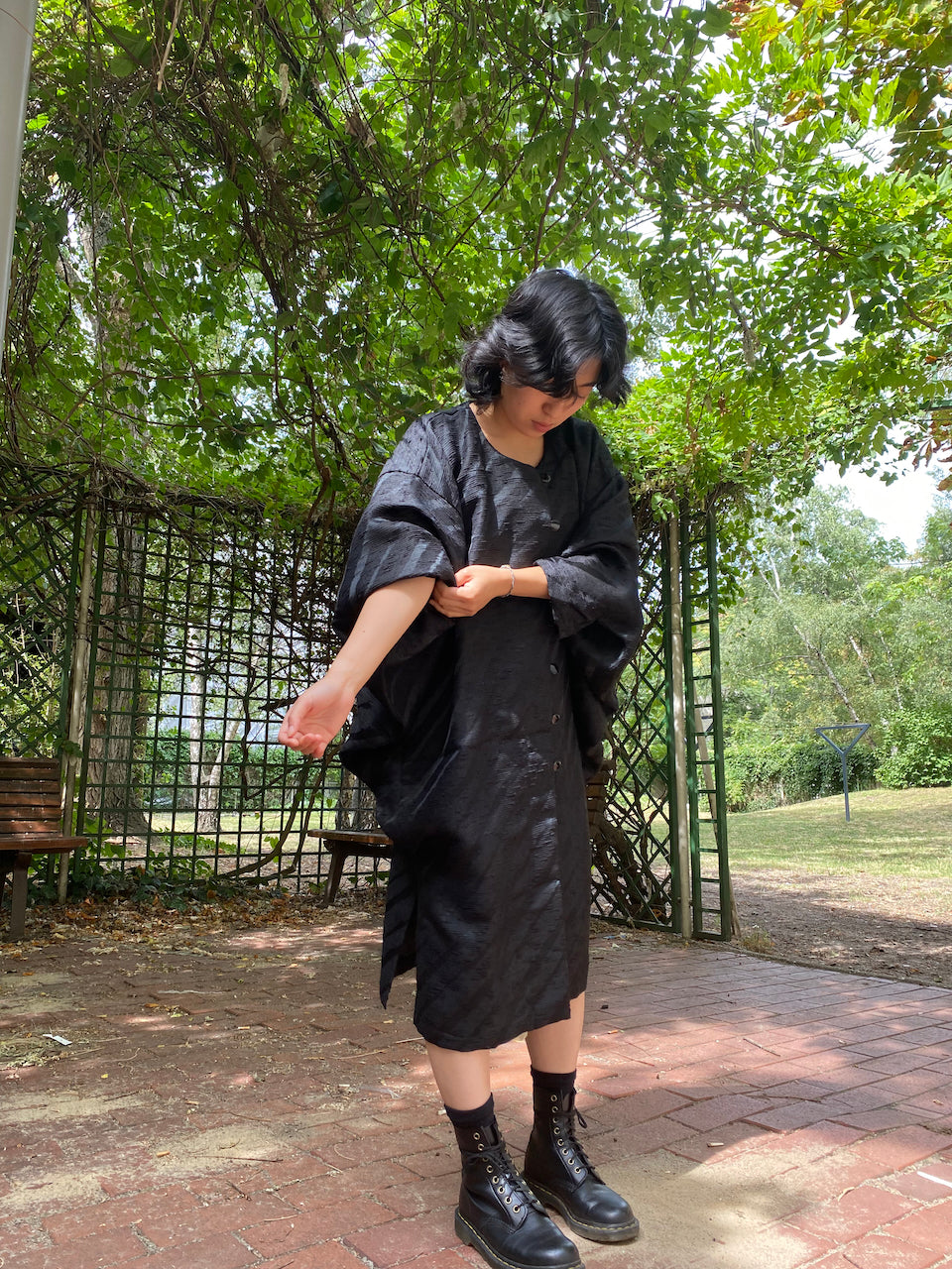 Timeless Elegance: Black Silk Kimono Dress Jacket439