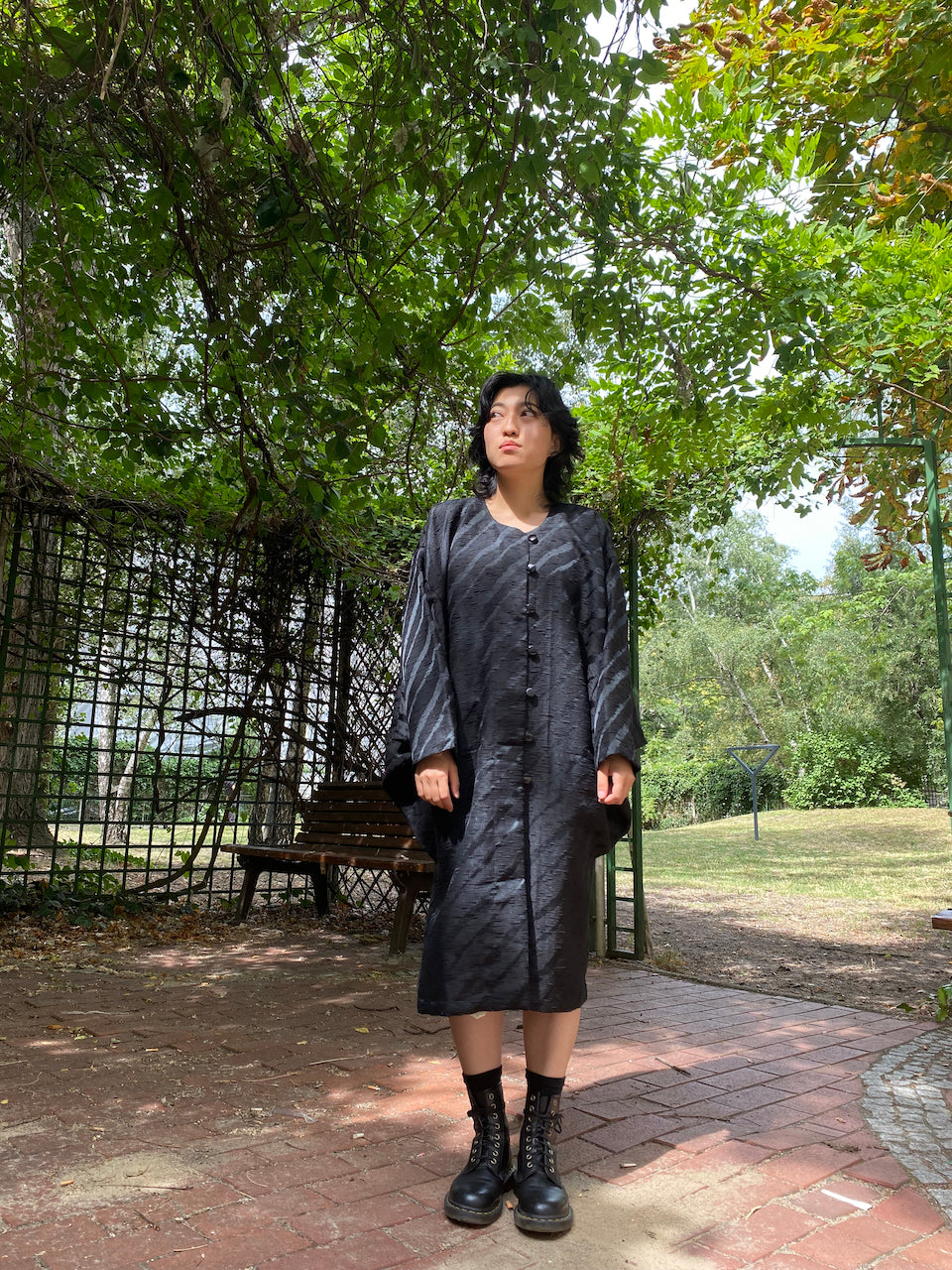 Timeless Elegance: Black Silk Kimono Dress Jacket439