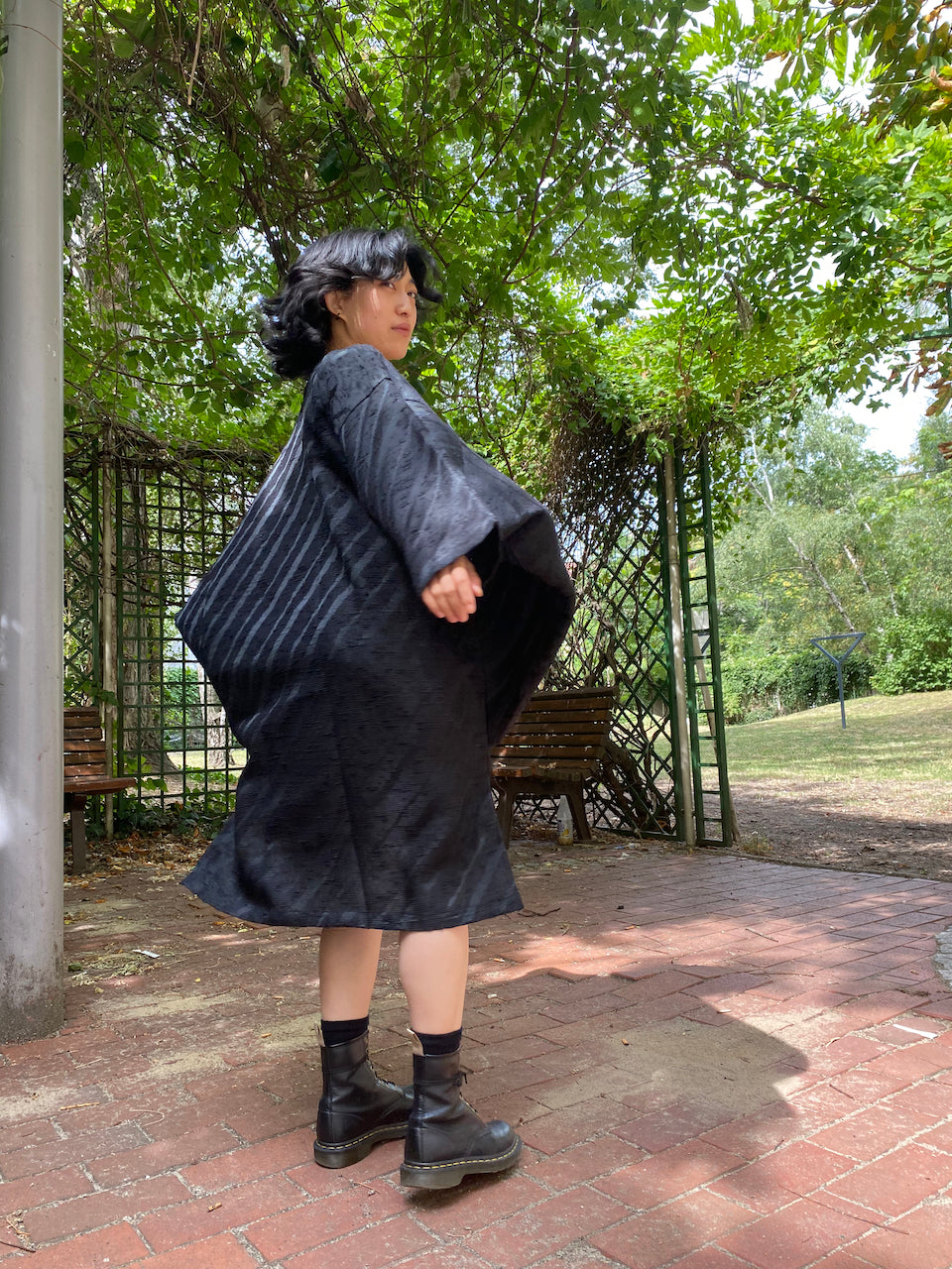 Timeless Elegance: Black Silk Kimono Dress Jacket439