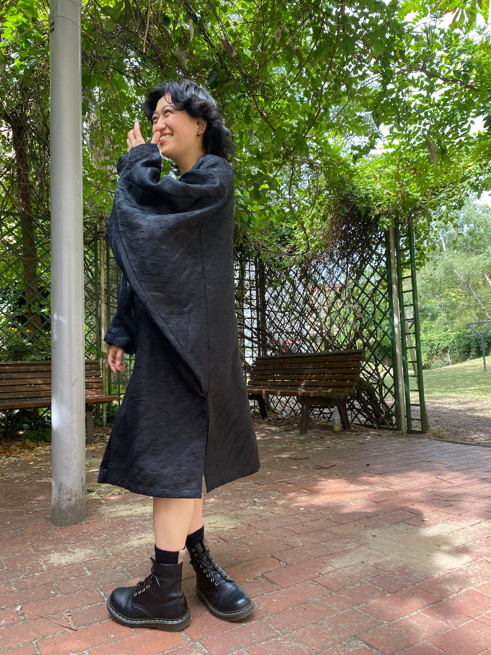 Timeless Elegance: Black Silk Kimono Dress Jacket439