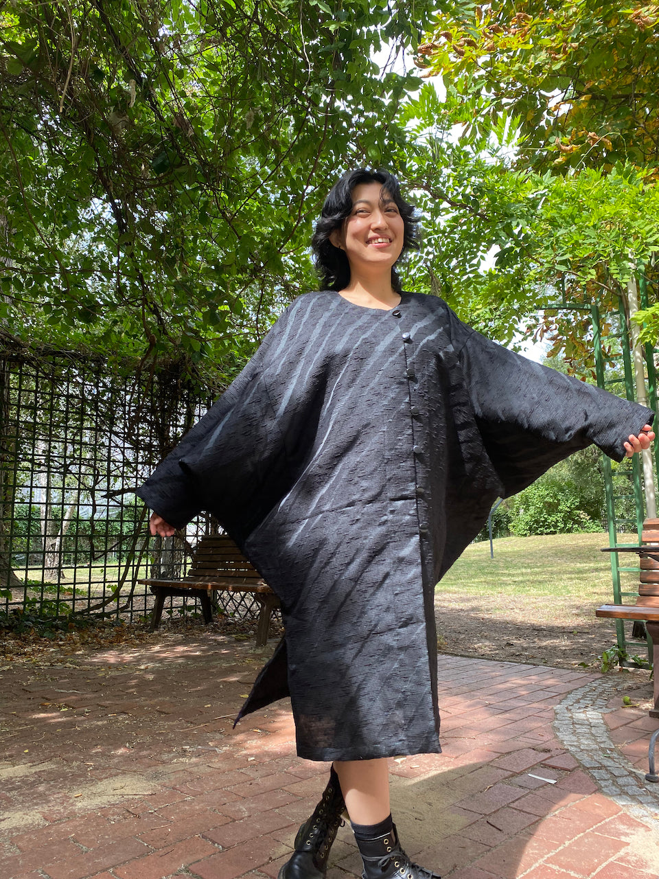Timeless Elegance: Black Silk Kimono Dress Jacket439