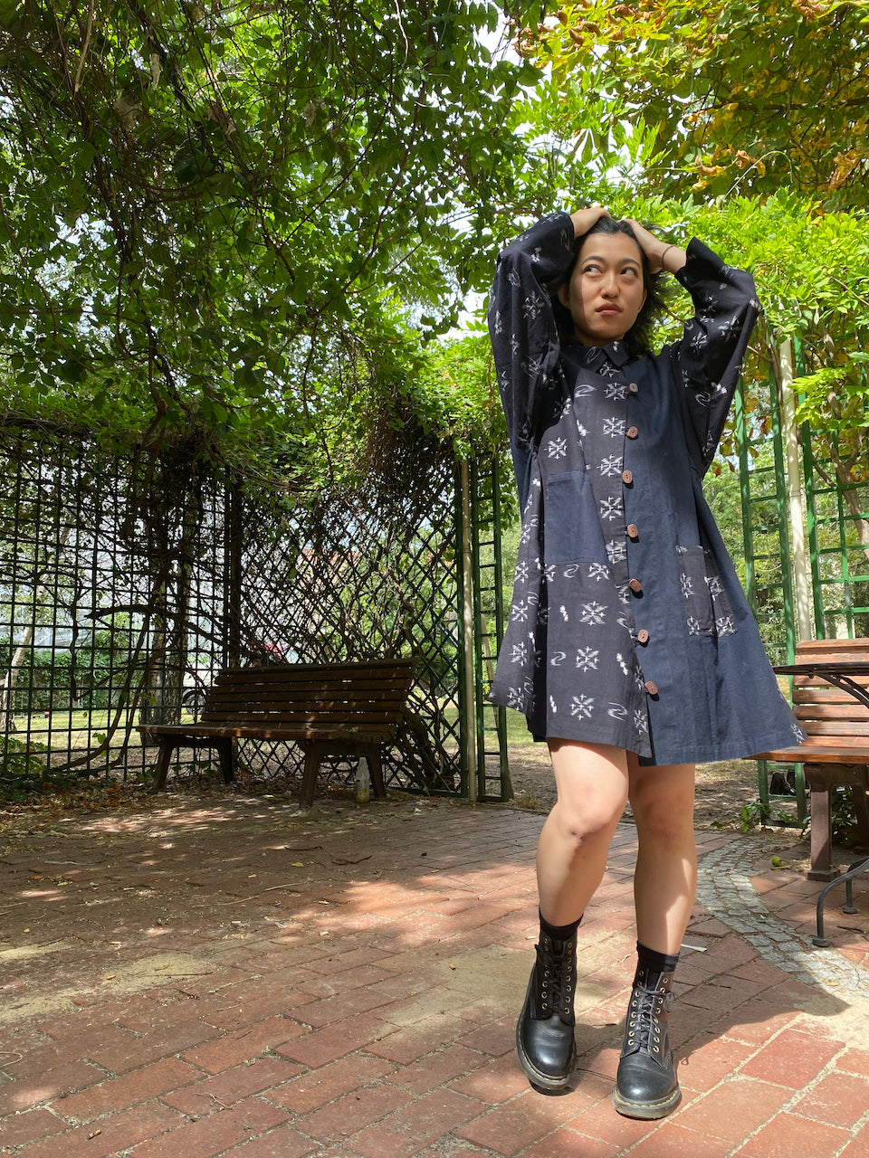 Timeless Elegance: Kasuri Long-Sleeved Jacket with Indigo Patchwork