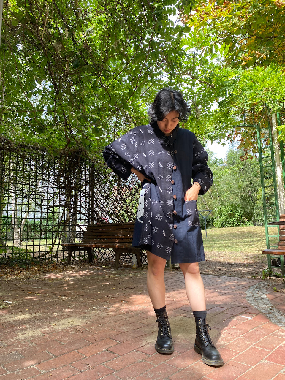 Kasuri long-sleeved large jacket