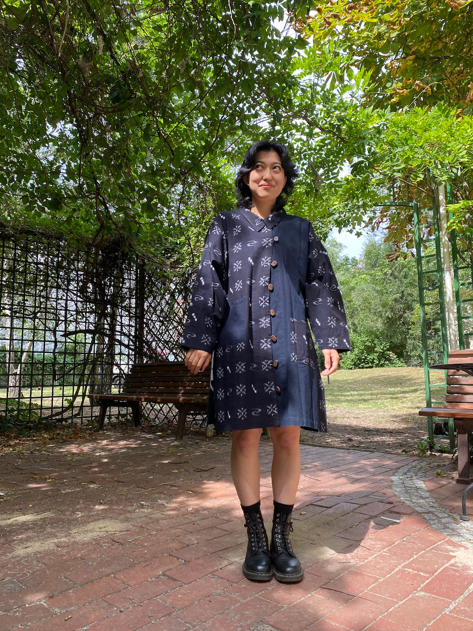 Timeless Elegance: Kasuri Long-Sleeved Jacket with Indigo Patchwork
