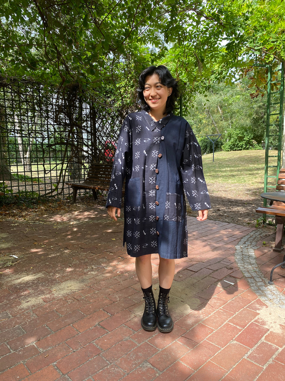 Timeless Elegance: Kasuri Long-Sleeved Jacket with Indigo Patchwork
