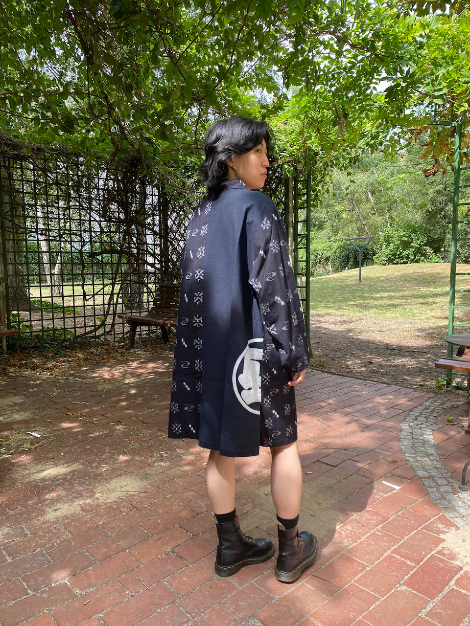 Timeless Elegance: Kasuri Long-Sleeved Jacket with Indigo Patchwork