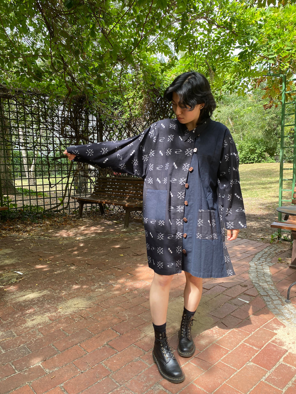Timeless Elegance: Kasuri Long-Sleeved Jacket with Indigo Patchwork