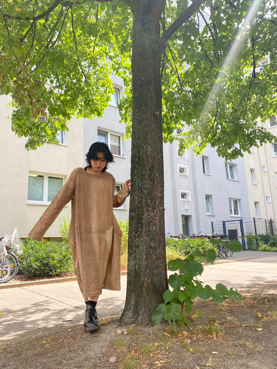 Persimmon Tannin-Dyed Cotton Dress – A Timeless Masterpiece of Japanese Craftsmanship