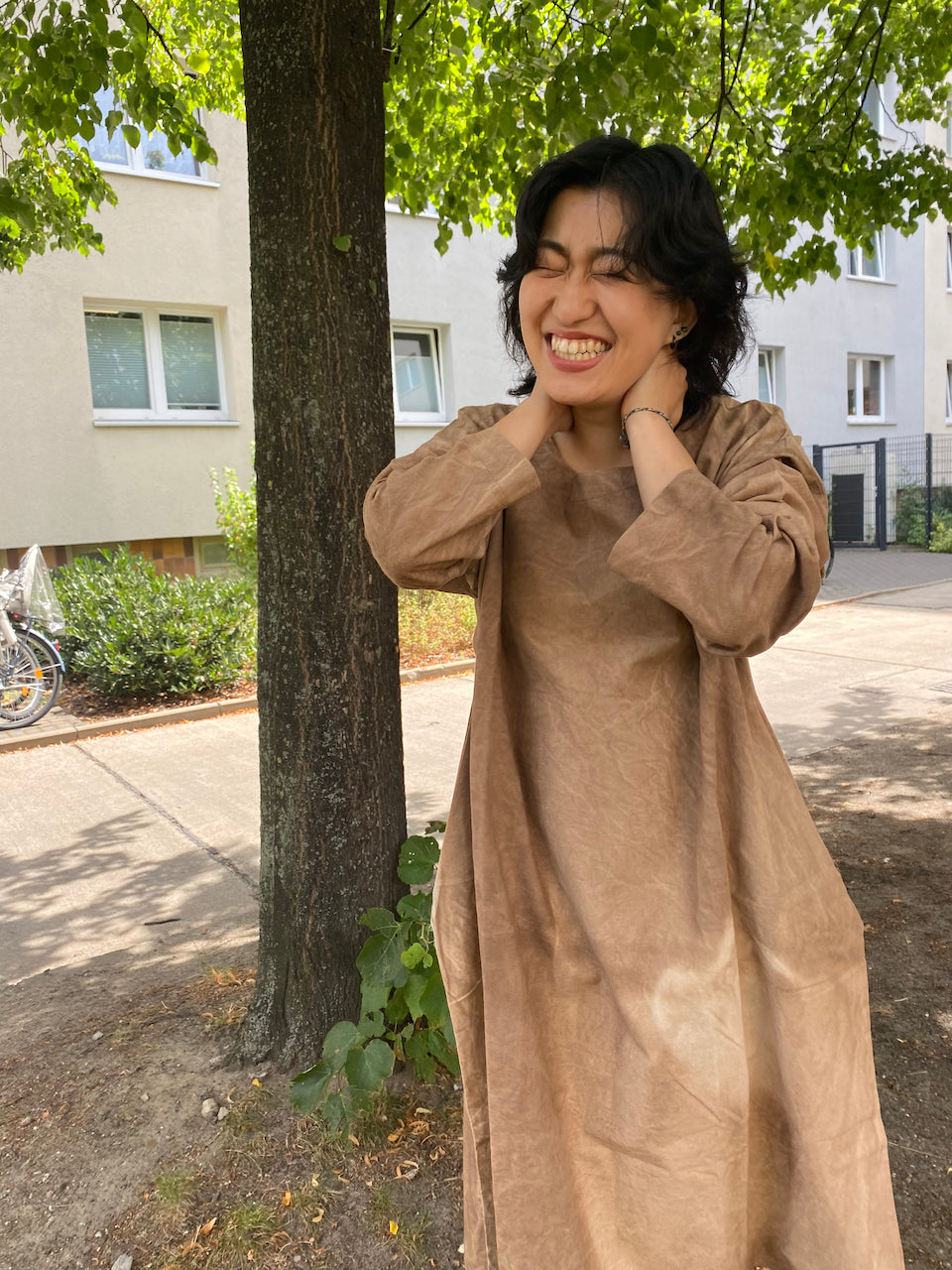 Persimmon Tannin-Dyed Cotton Dress – A Timeless Masterpiece of Japanese Craftsmanship