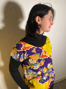 shirt  made  from silk yellow kimonos.