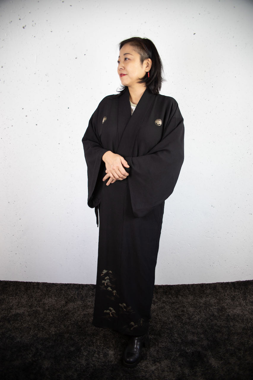 Kimono Tomesode coat / small pine pattern