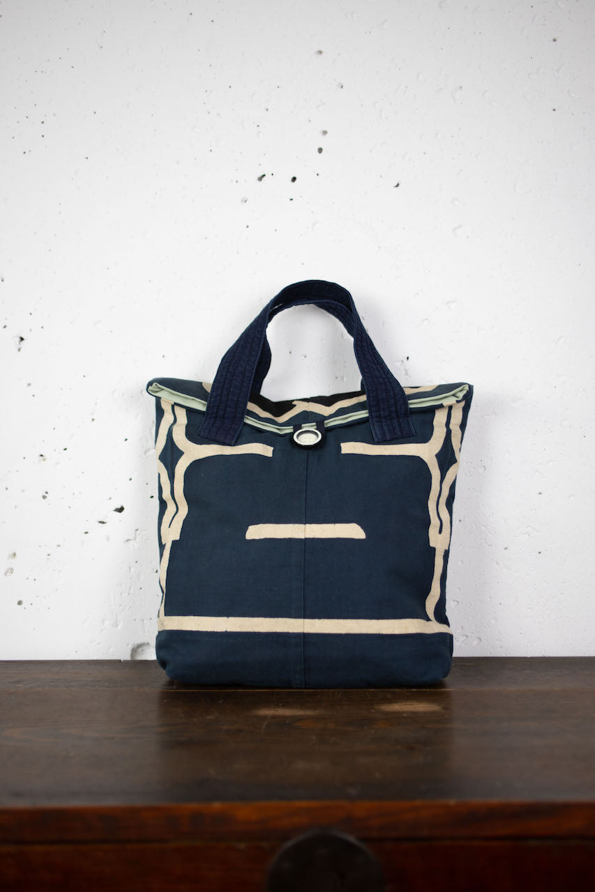 handbag with old japanese indigo-cloth
