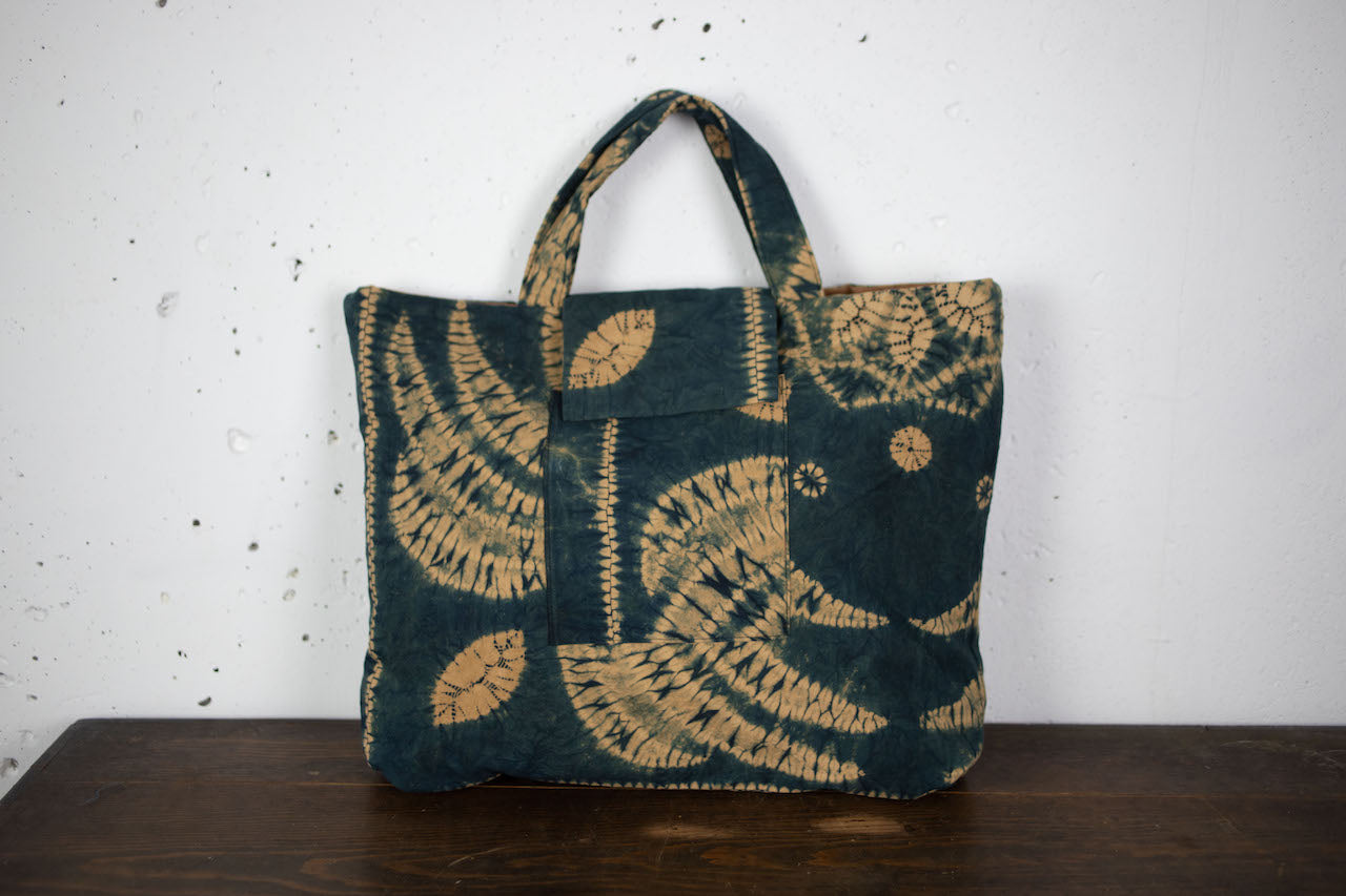 Tie-dye persimmon tannin-dyed tote bag
