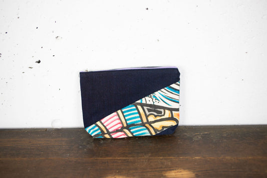 Indigo crossed accessory pouch with bottom 2