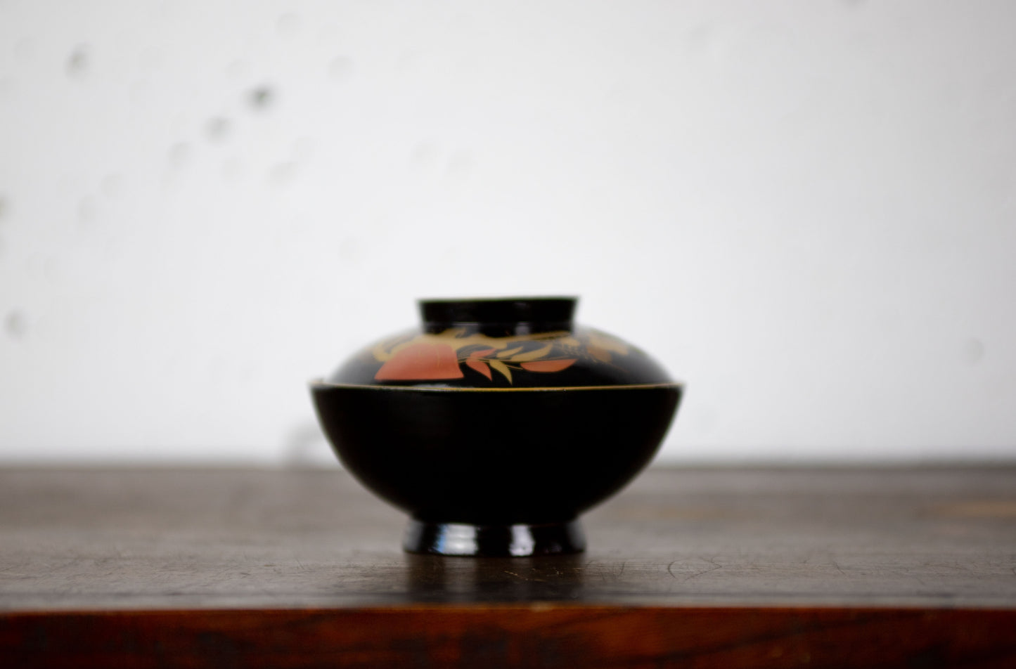 black Lacquered bowl pine tree design