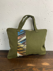Handmade celebratory flag patchwork bag for PC storage.