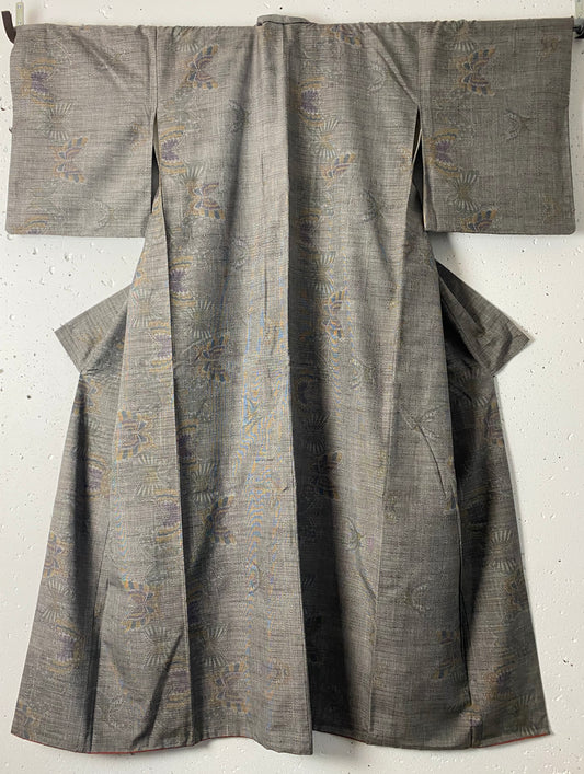 Quality Kimono /Dark grey, butterfly pattern