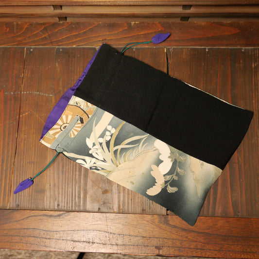 One-of-a-Kind Drawstring Bag Made from Vintage Kimono – Handcrafted Elegance