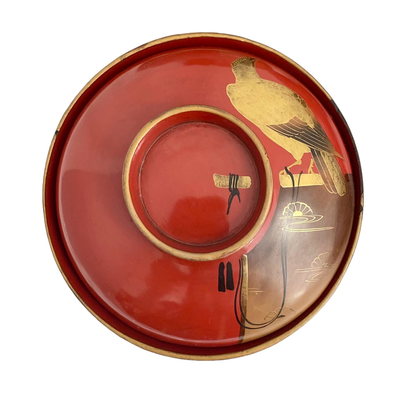 antique Lacquered bowl With falconry pattern