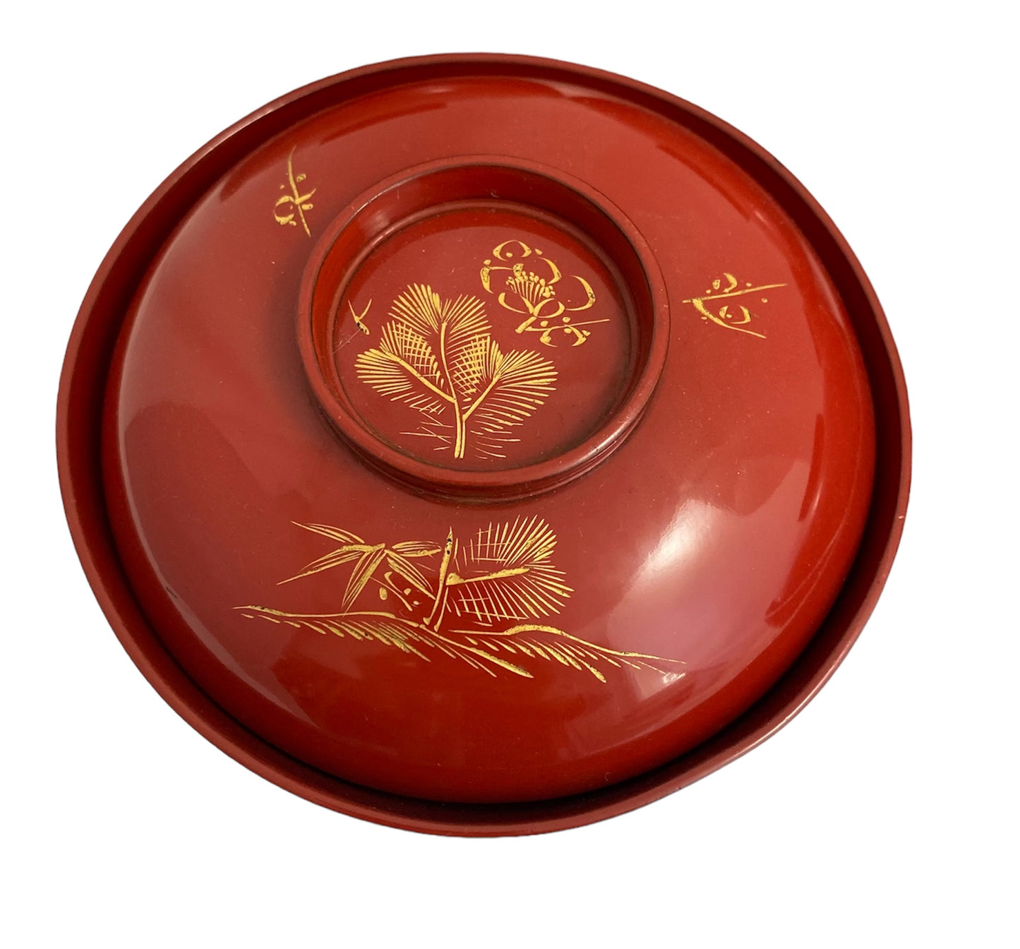red Lacquered bowl pine tree design
