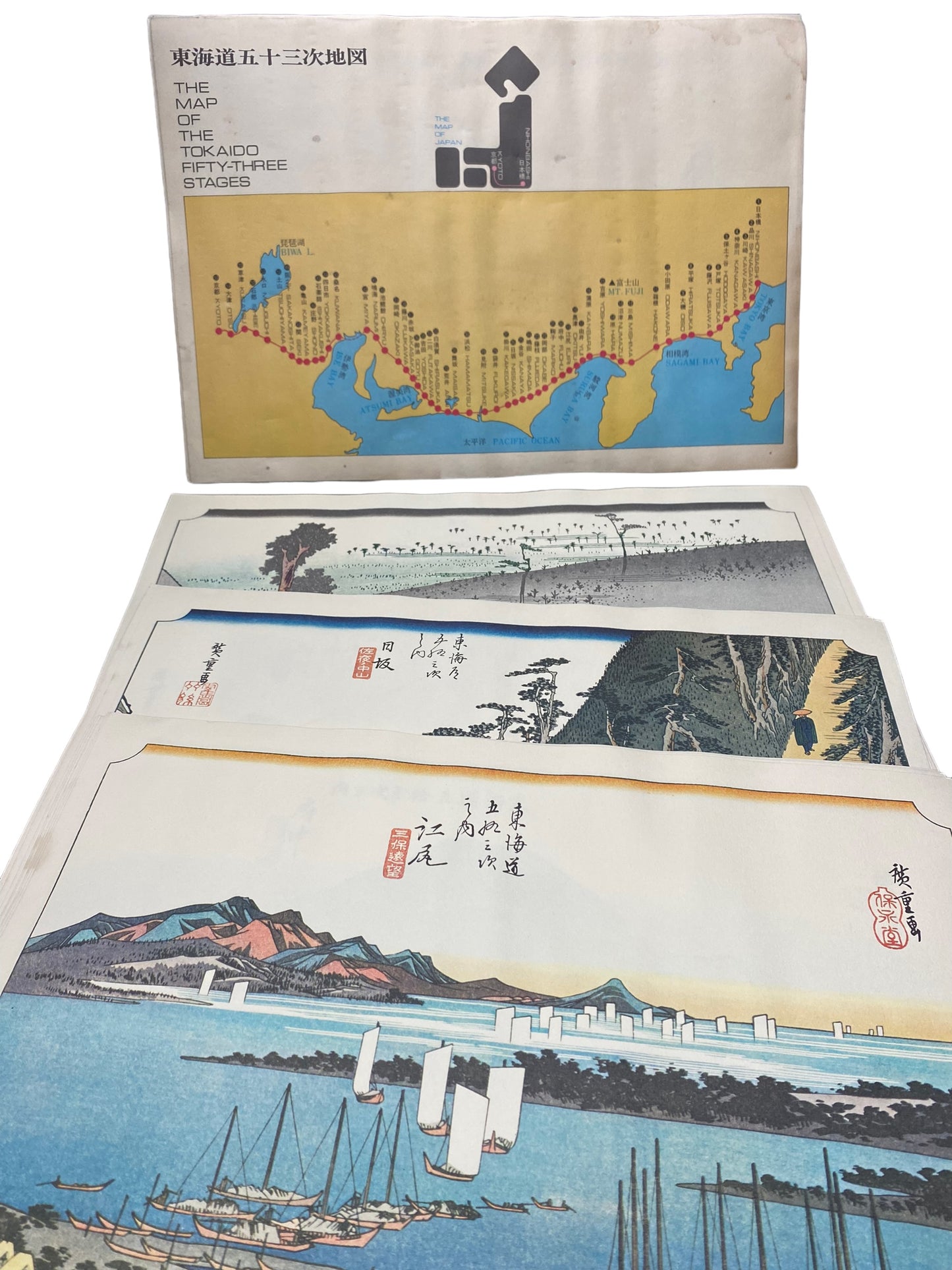 Fifty-three Stations of the Tokaido Ukiyoe map (TOKAIDO GOJÛ SANTSUGI) Colour reproduction set