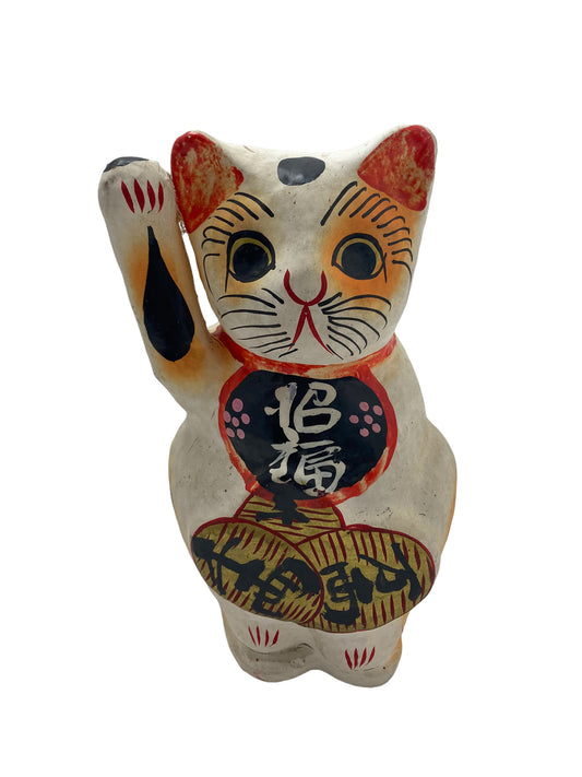 papier-mache maneki cat, Right hand.