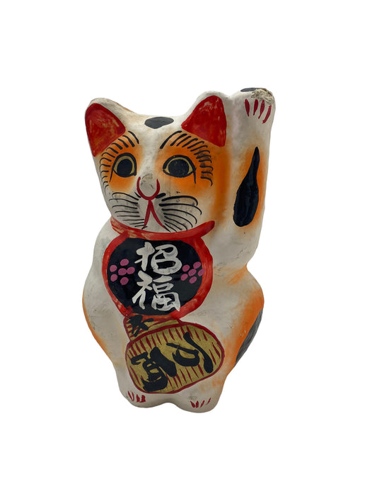 papier-mache maneki cat,Left hand