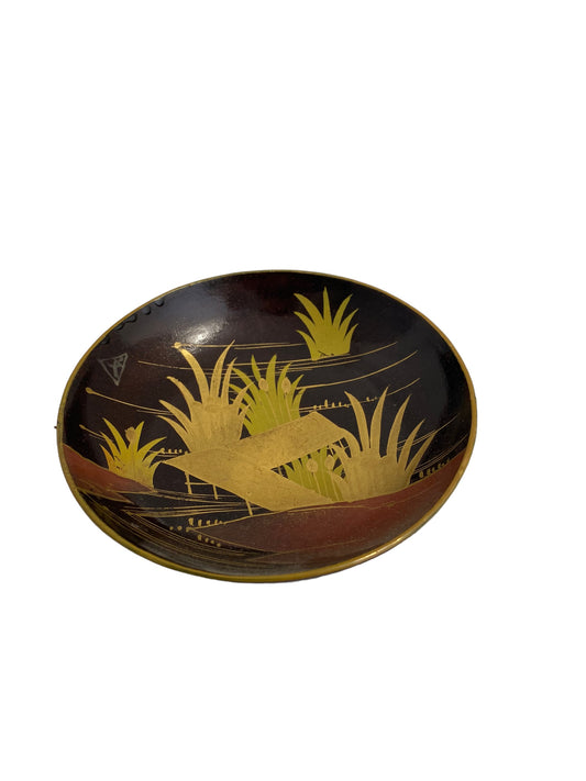 antique lacquer soup bowl cover/赤茶塗碗蓋