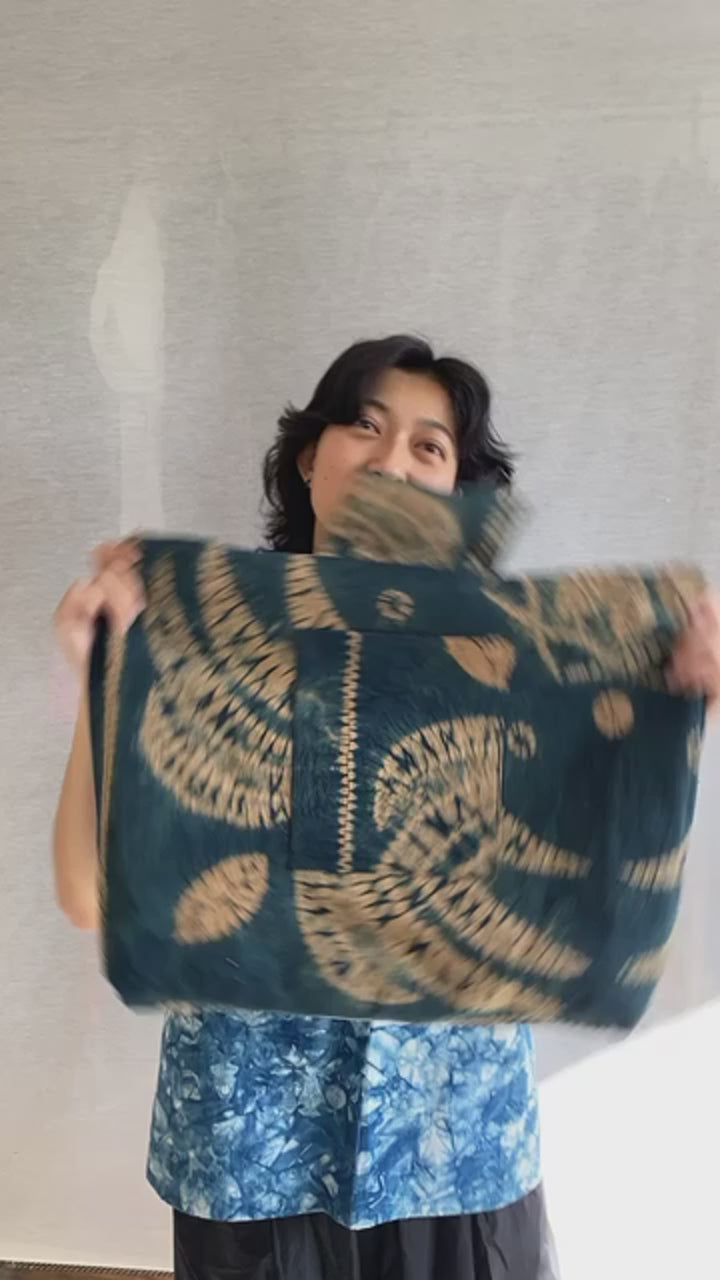 Tie-dye persimmon tannin-dyed tote bag