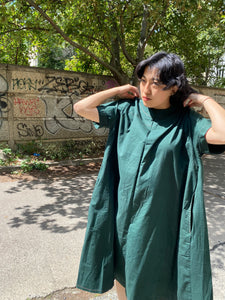 Cotton deep green dress