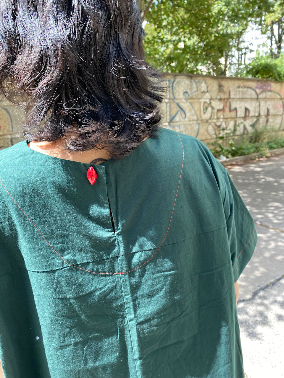 Cotton deep green dress