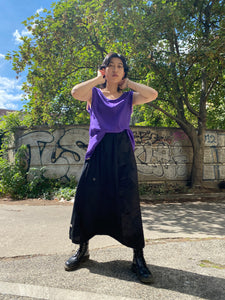 Tank tops made  from silk purple kimonos.