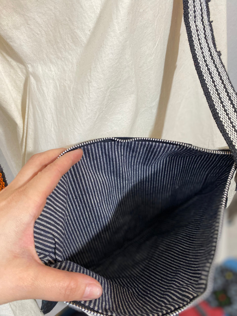 shoulder bag with old japanese indigo-cloth