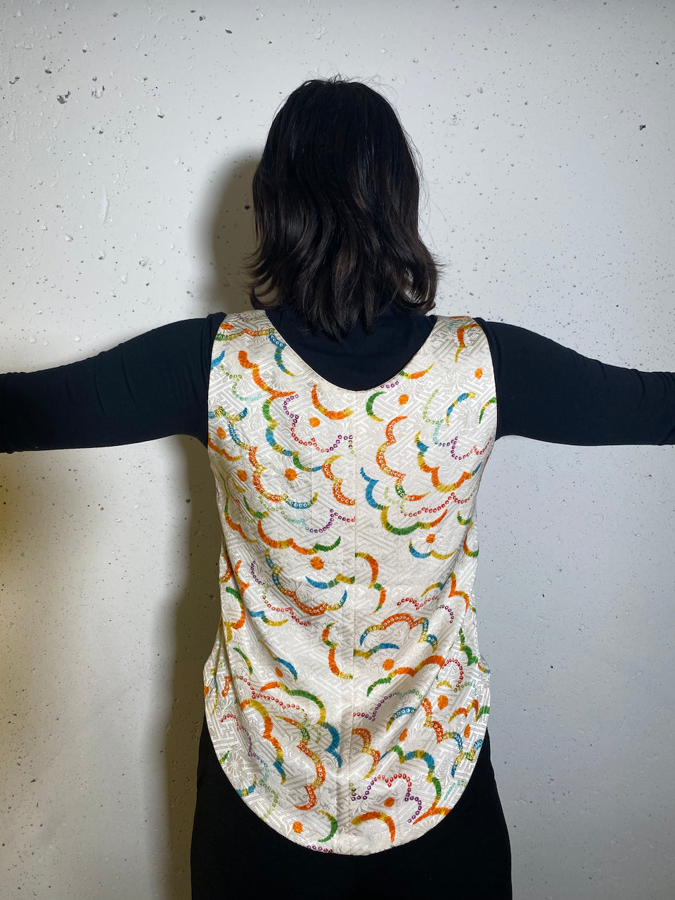 Tank tops made from cotton fabric inside, silk kimono outside
