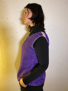 Tank tops made  from silk purple kimonos.