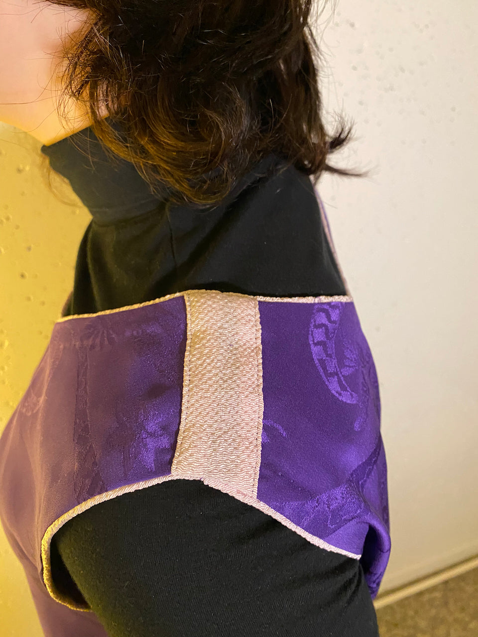 Tank tops made  from silk purple kimonos.