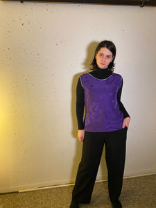 Tank tops made  from silk purple kimonos.