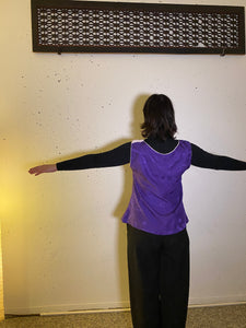 Tank tops made  from silk purple kimonos.